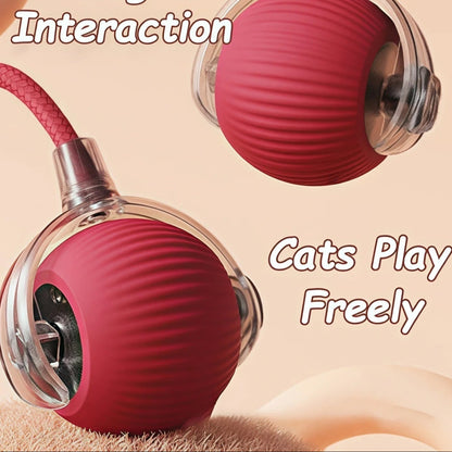 New Cat Interactive Ball Toy Automatic Rolling Ball Faux Tail Rechargeable Smart Pet Electric Toy Dog Cat Training Imitate Mouse